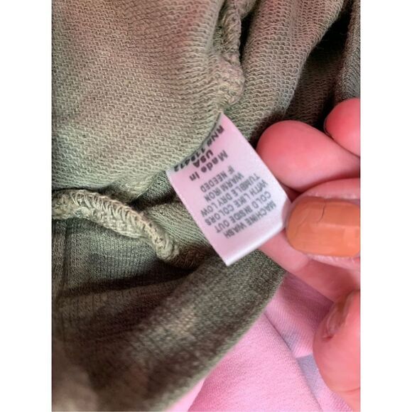 Monrow Women's Green Camo Striped Trim Rayon Blend Pullover Sweatshirt Medium - Picture 9 of 9